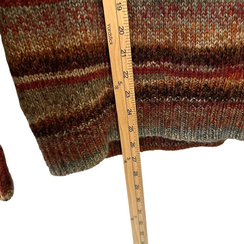 J. Jill Brown, Orange & Blue Striped Wool Alpaca Blend‎ Scoop Neck Sweater S